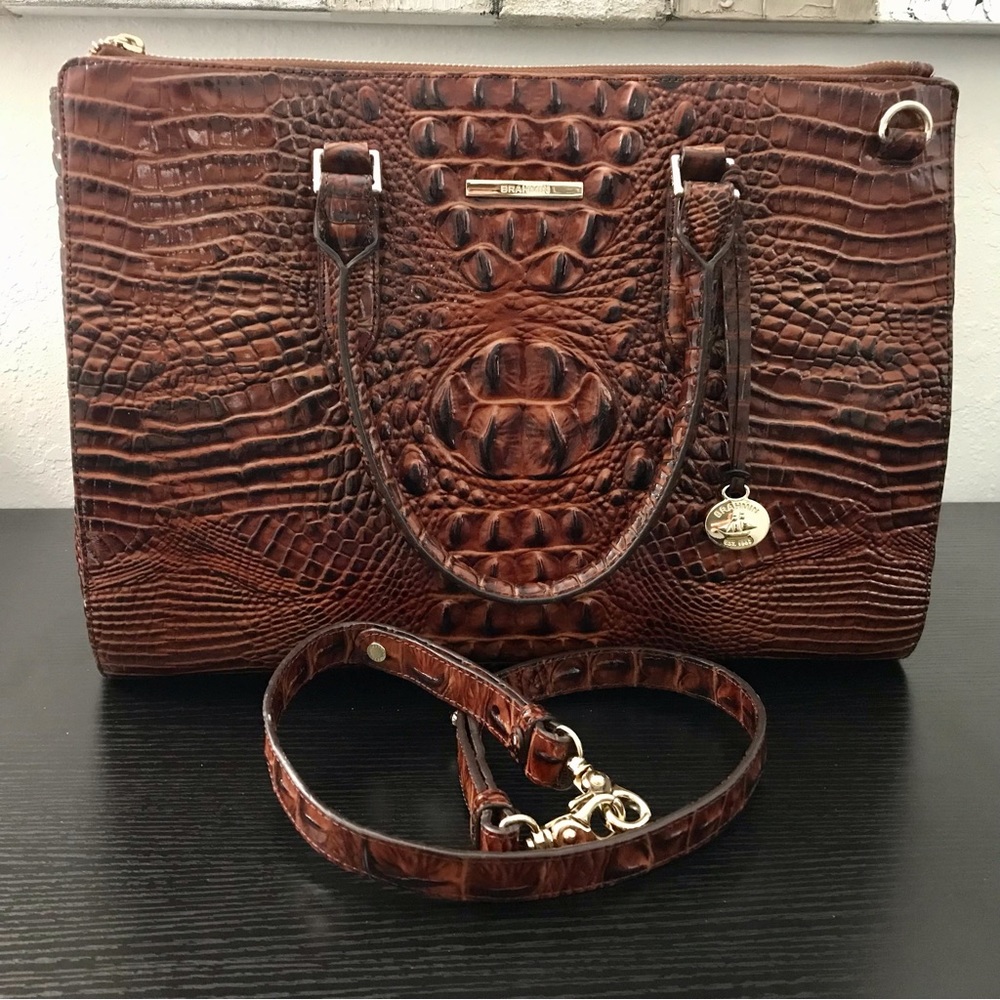 Brahmin PECAN MELBOURNE Blake Satchel Business or Travel EXCELLENT CONDITION
